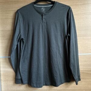 Michael Brandon Essentials Henley Shirt - Men's Sz L, Long Sleeve, Sage Green